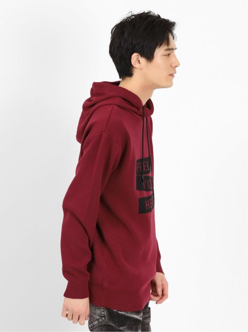 ストレッチウォッシャブル ロゴ ルーズニットプルパーカー