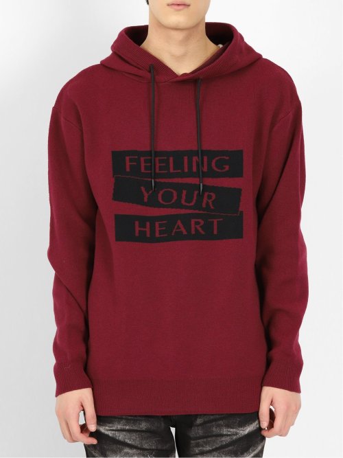 ストレッチウォッシャブル ロゴ ルーズニットプルパーカー