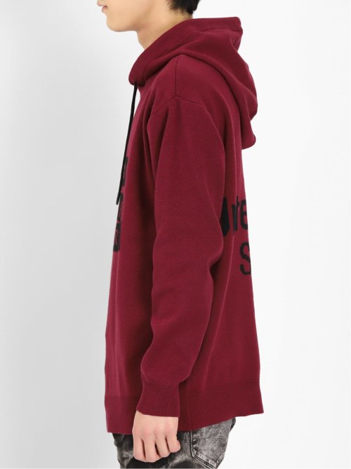 ストレッチウォッシャブル ロゴ ルーズニットプルパーカー