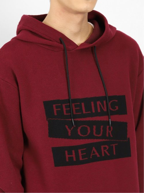 ストレッチウォッシャブル ロゴ ルーズニットプルパーカー