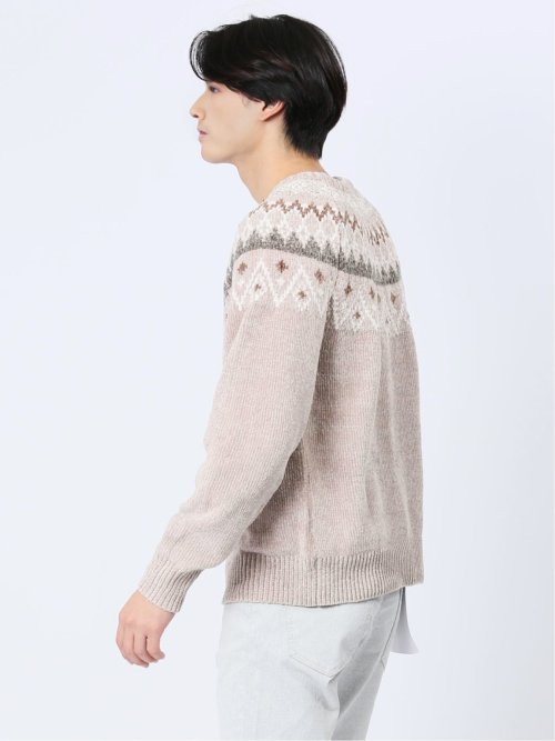 モール求心柄 クルーネックニット