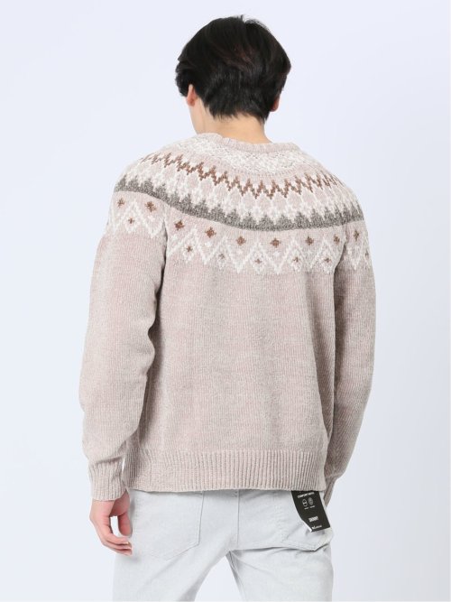 モール求心柄 クルーネックニット