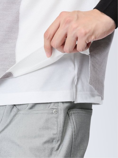 カシミアタッチ パネルクルーニット&長袖Tシャツ アンサンブル