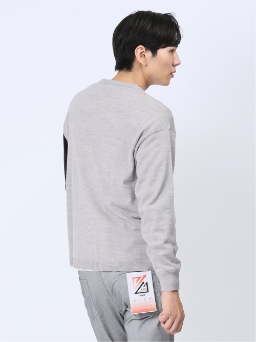 カシミアタッチ パネルクルーニット&長袖Tシャツ アンサンブル