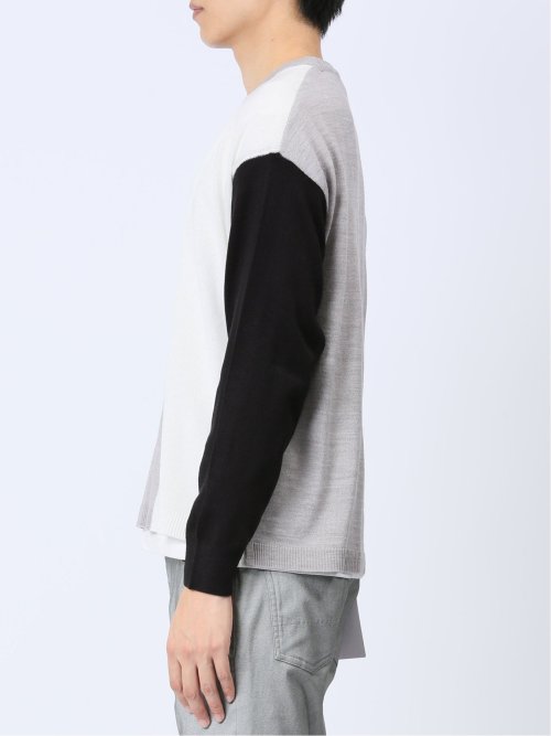 カシミアタッチ パネルクルーニット&長袖Tシャツ アンサンブル