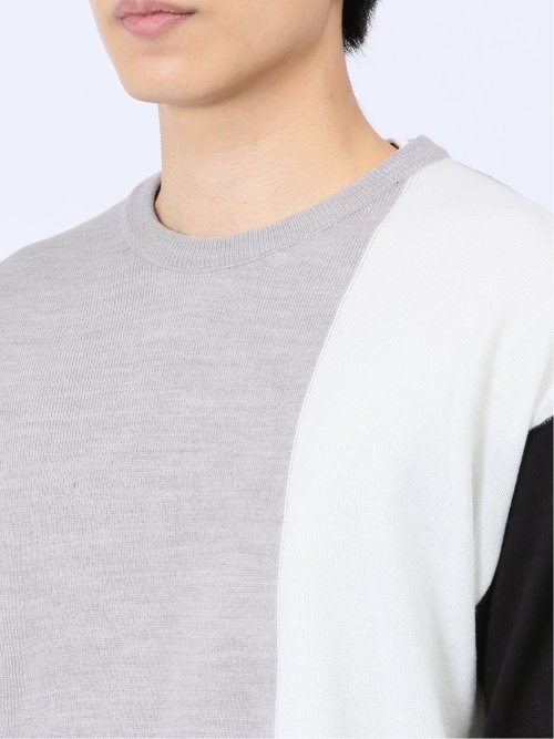 カシミアタッチ パネルクルーニット&長袖Tシャツ アンサンブル