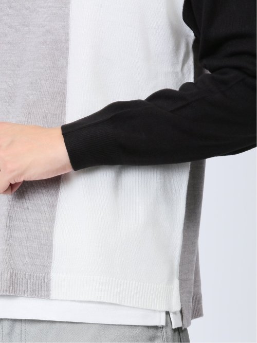 カシミアタッチ パネルクルーニット&長袖Tシャツ アンサンブル