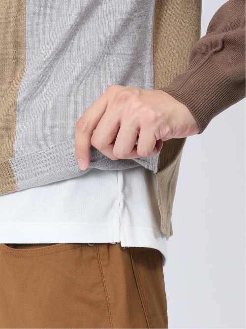 カシミアタッチ パネルクルーニット&長袖Tシャツ アンサンブル