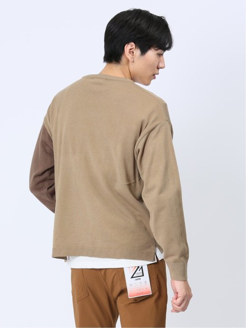 カシミアタッチ パネルクルーニット&長袖Tシャツ アンサンブル