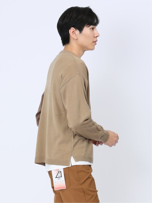 カシミアタッチ パネルクルーニット&長袖Tシャツ アンサンブル