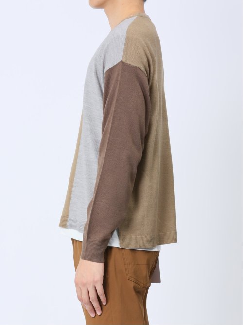 カシミアタッチ パネルクルーニット&長袖Tシャツ アンサンブル