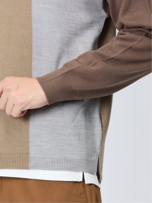 カシミアタッチ パネルクルーニット&長袖Tシャツ アンサンブル