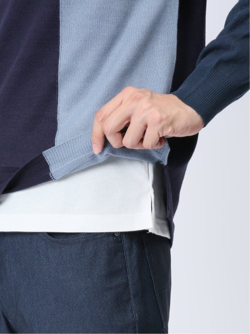 カシミアタッチ パネルクルーニット&長袖Tシャツ アンサンブル