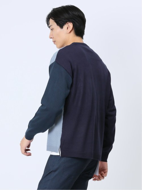 カシミアタッチ パネルクルーニット&長袖Tシャツ アンサンブル