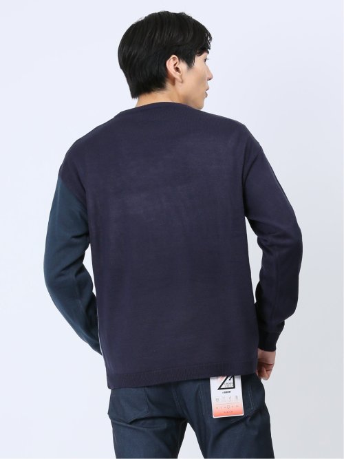 カシミアタッチ パネルクルーニット&長袖Tシャツ アンサンブル