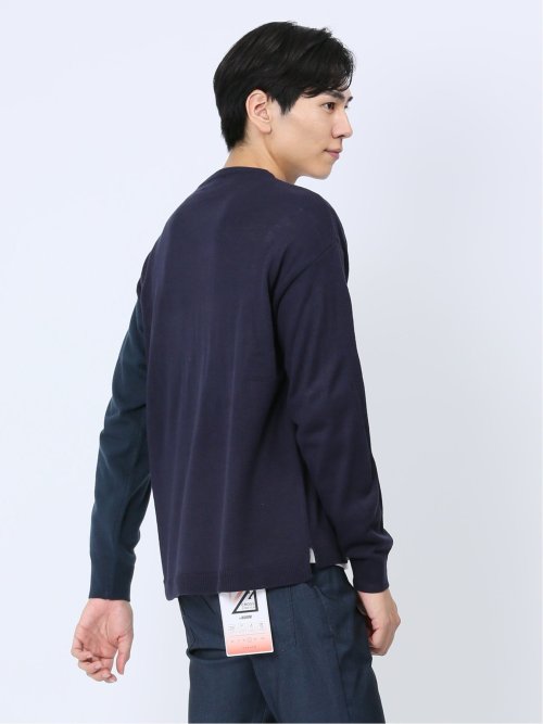 カシミアタッチ パネルクルーニット&長袖Tシャツ アンサンブル