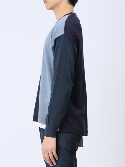 カシミアタッチ パネルクルーニット&長袖Tシャツ アンサンブル