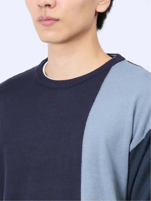 カシミアタッチ パネルクルーニット&長袖Tシャツ アンサンブル