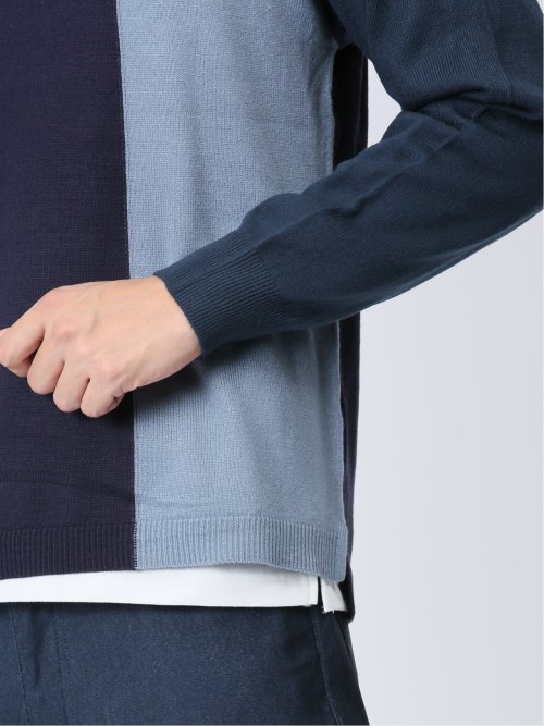 カシミアタッチ パネルクルーニット&長袖Tシャツ アンサンブル