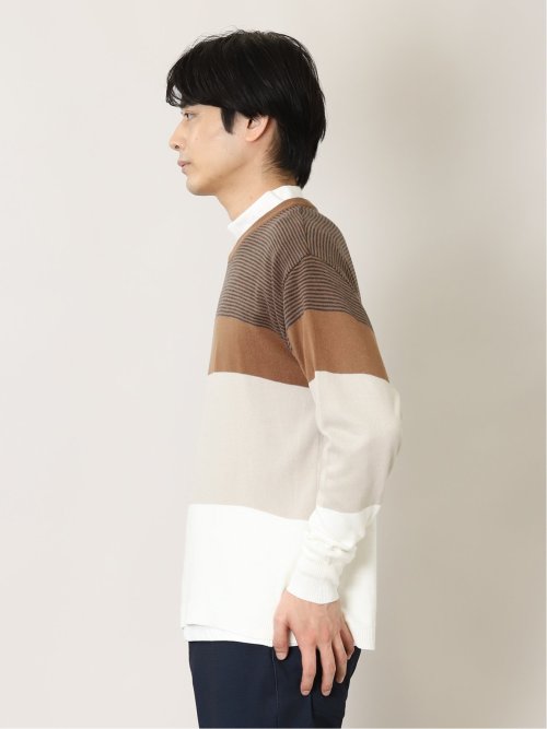 カシミアタッチ 切替クルーニット&長袖Tシャツ アンサンブル