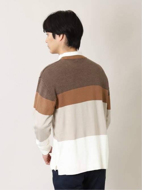 カシミアタッチ 切替クルーニット&長袖Tシャツ アンサンブル