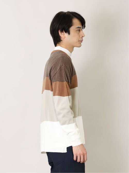 カシミアタッチ 切替クルーニット&長袖Tシャツ アンサンブル