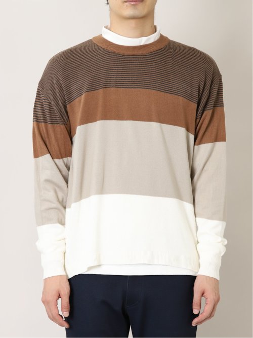 カシミアタッチ 切替クルーニット&長袖Tシャツ アンサンブル