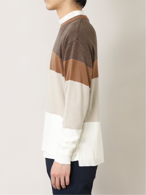 カシミアタッチ 切替クルーニット&長袖Tシャツ アンサンブル