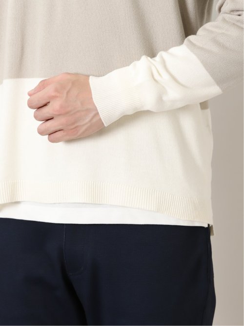 カシミアタッチ 切替クルーニット&長袖Tシャツ アンサンブル