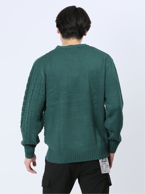 ウォッシャブル グラデーションケーブル クルーネックニット