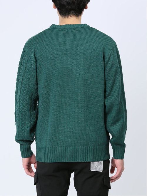 ウォッシャブル グラデーションケーブル クルーネックニット