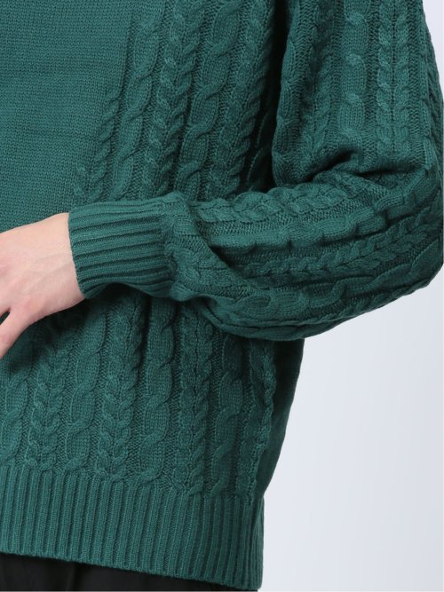 ウォッシャブル グラデーションケーブル クルーネックニット