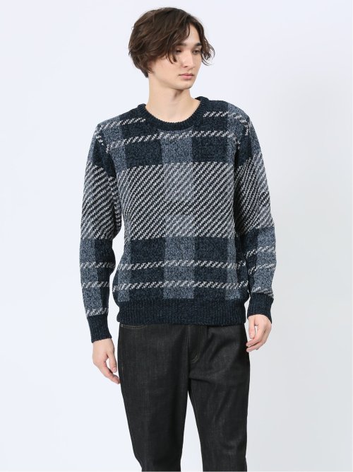 モールジャガードチェック クルーニット