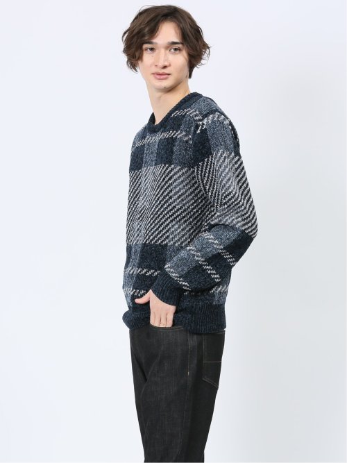 モールジャガードチェック クルーニット