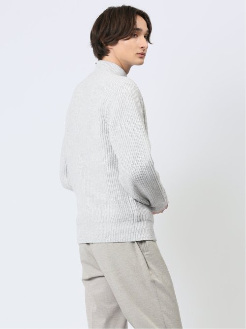 畦編み ハーフジップ ニット