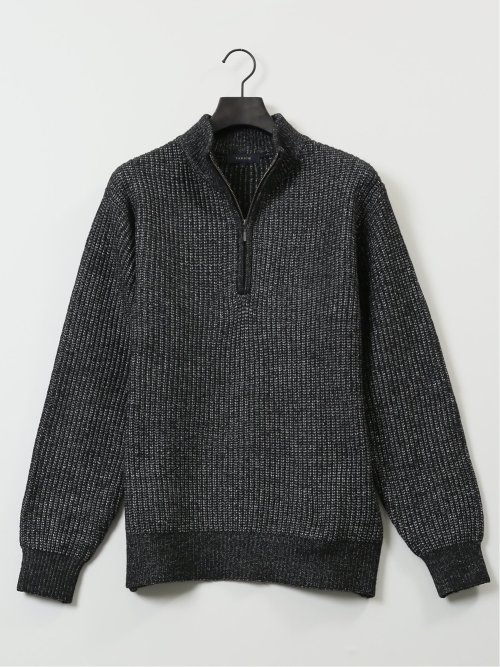 畦編み ハーフジップ ニット