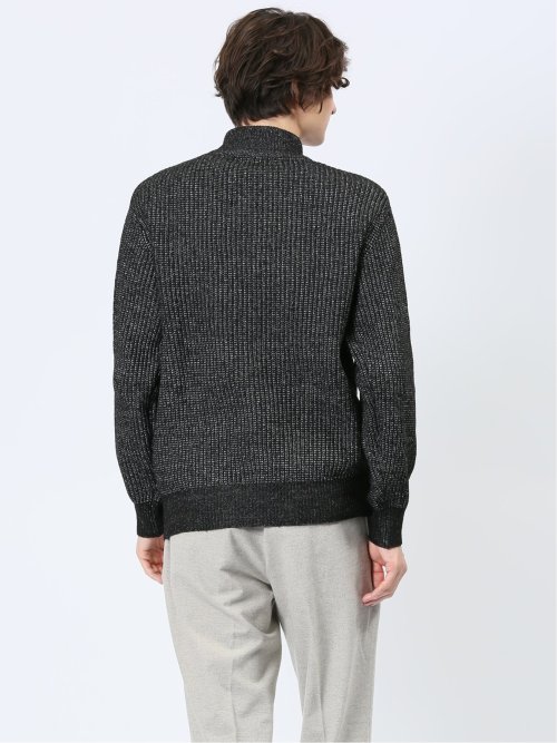 畦編み ハーフジップ ニット