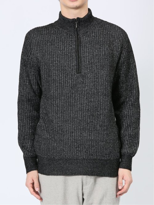 畦編み ハーフジップ ニット