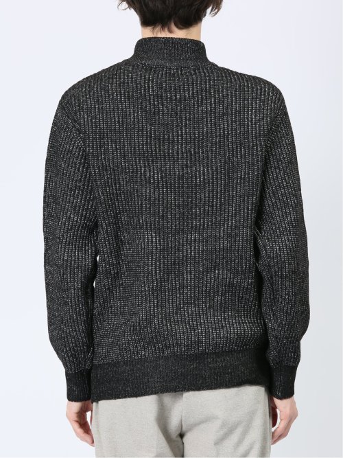 畦編み ハーフジップ ニット