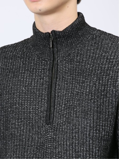 畦編み ハーフジップ ニット