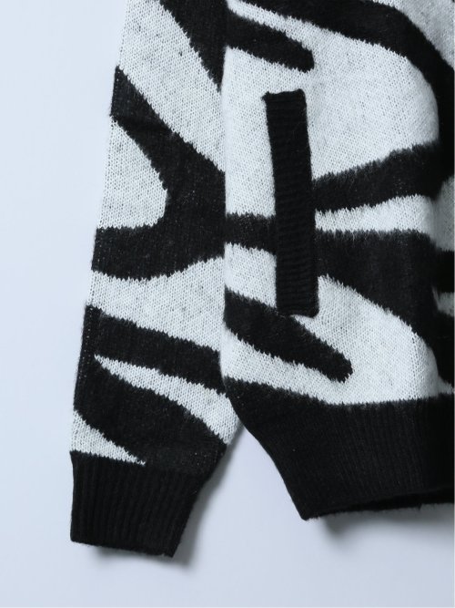 モヘアタッチ ゼブラ Vネック ニットカーディガン