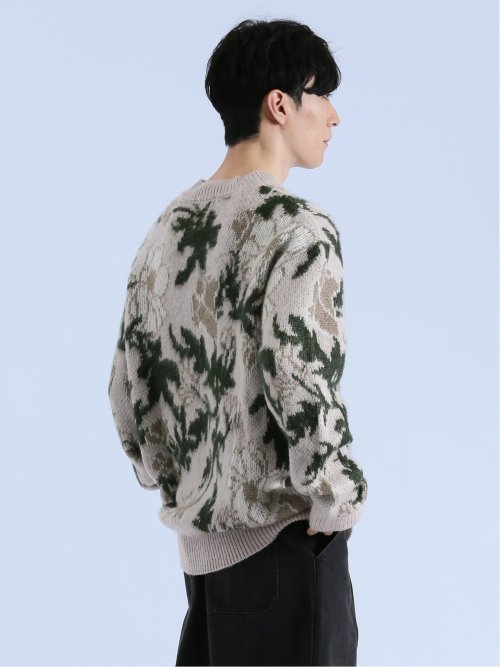 モヘアタッチ フラワー クルーニット