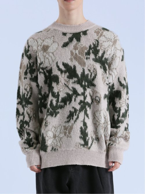 モヘアタッチ フラワー クルーニット