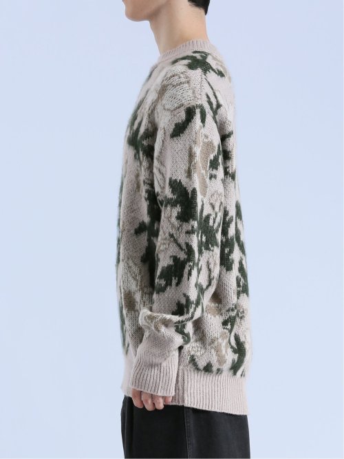 モヘアタッチ フラワー クルーニット