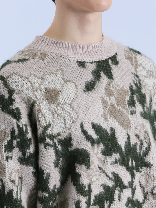 モヘアタッチ フラワー クルーニット