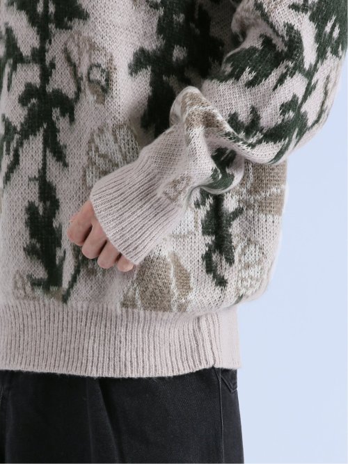 モヘアタッチ フラワー クルーニット