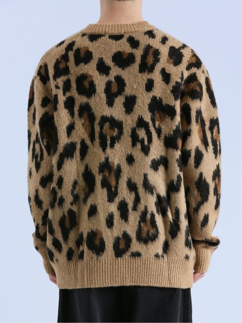 モヘアタッチ レオパード Vネック ニットカーディガン