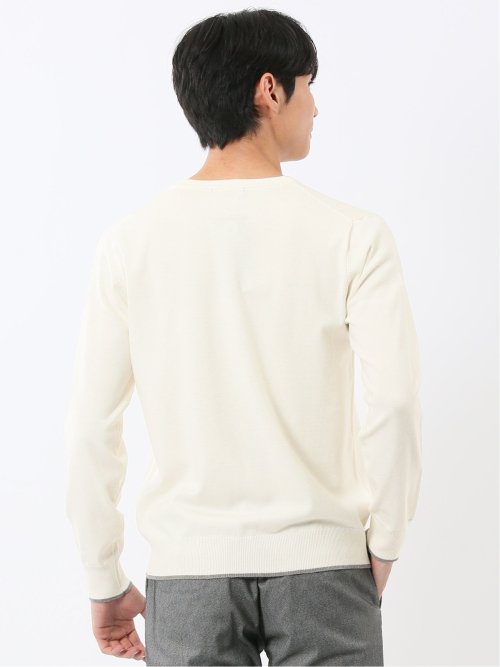 ウォッシャブル ウール混 クルーネックニット