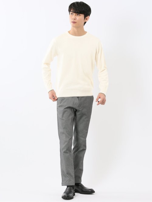 ウォッシャブル ウール混 クルーネックニット