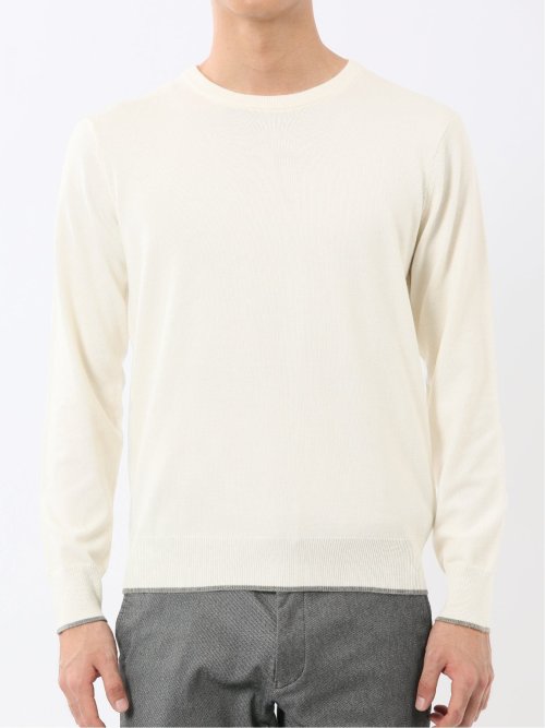 ウォッシャブル ウール混 クルーネックニット